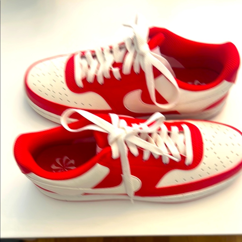 Nike red and white casual sneakers